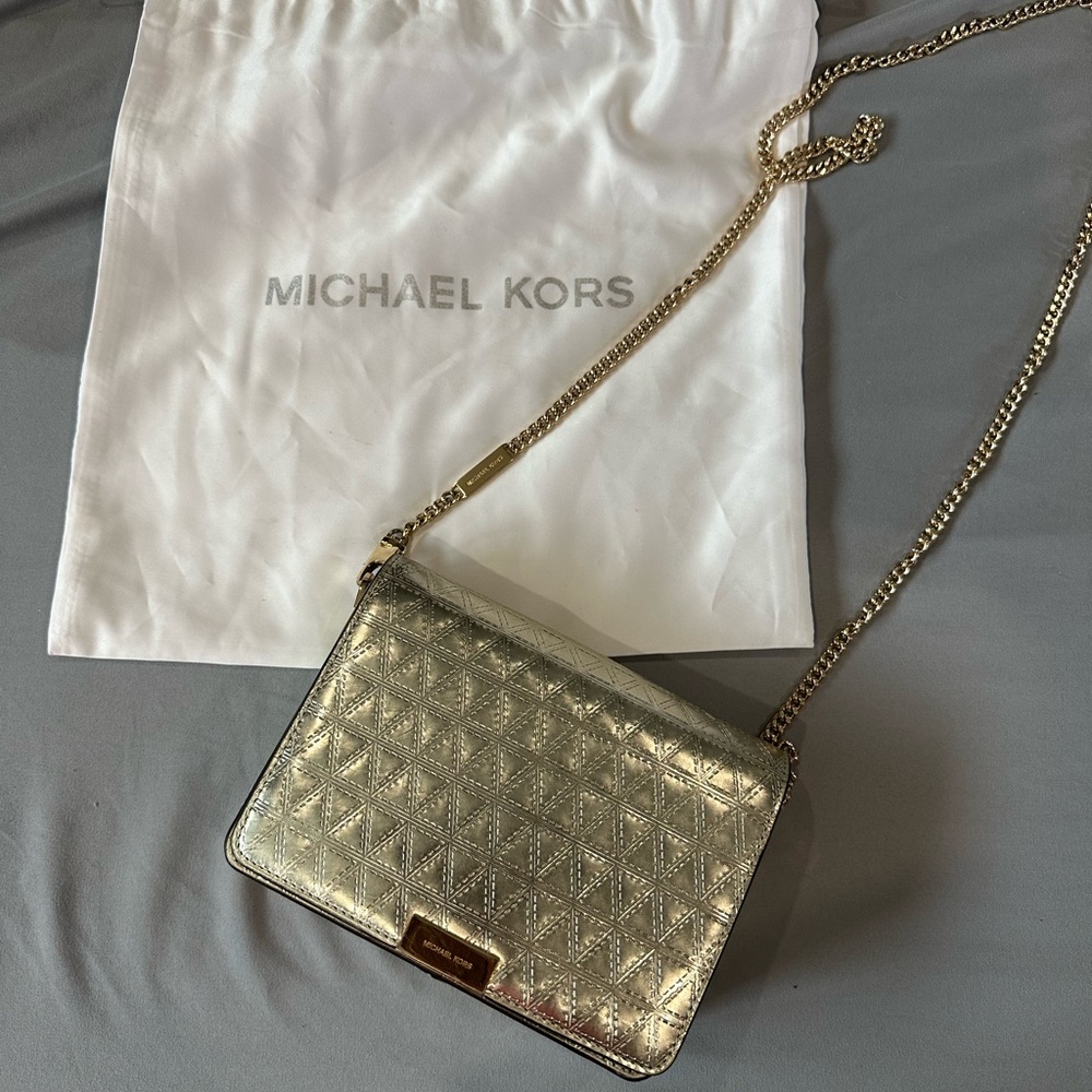 Michael Kors Gold Textured Crossbody Bag